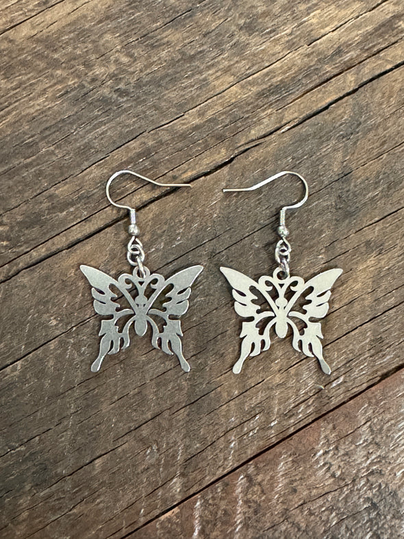 Ornate Butterfly Drop Earrings