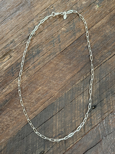Sterling Silver Small Paperclip 18" Chain Necklace