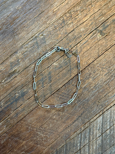 Paperclip Chain Bracelet 7" Stainless Steel