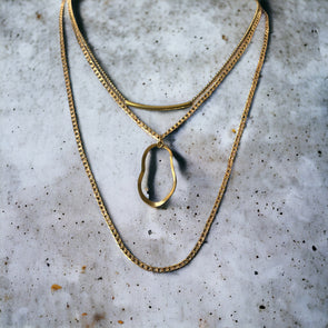 One-of-a-Kind Raw Brass Abstract Triple Chain