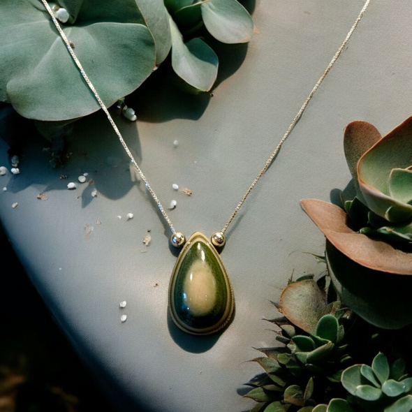 One-of-a-Kind Green Opal Sterling Silver Necklace