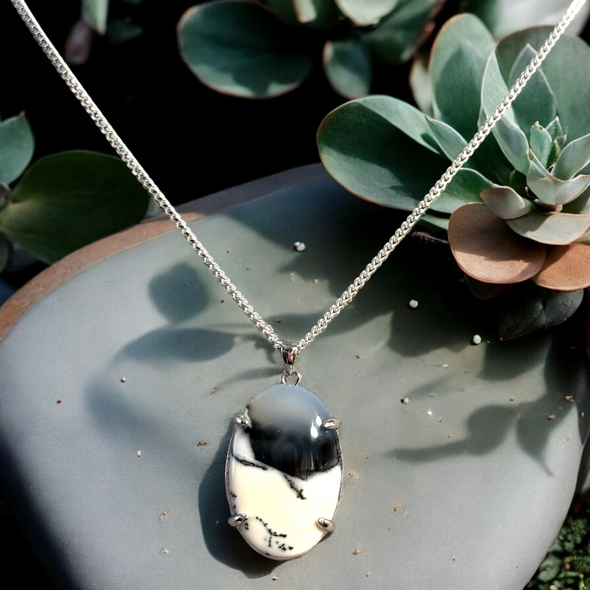 One-of-a-Kind Dendritic Opal Sterling Silver Necklace