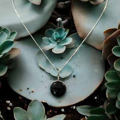 One-of-a-Kind Black Onyx Drop Sterling Silver Necklace