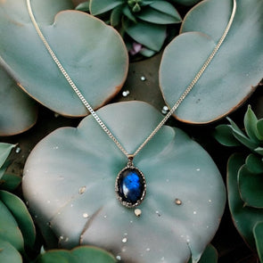 One-of-a-Kind Oval Labradorite Sterling Silver Necklace PREORDER