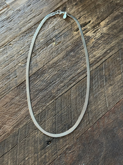 Herringbone Flat Chain Necklace Stainless Steel