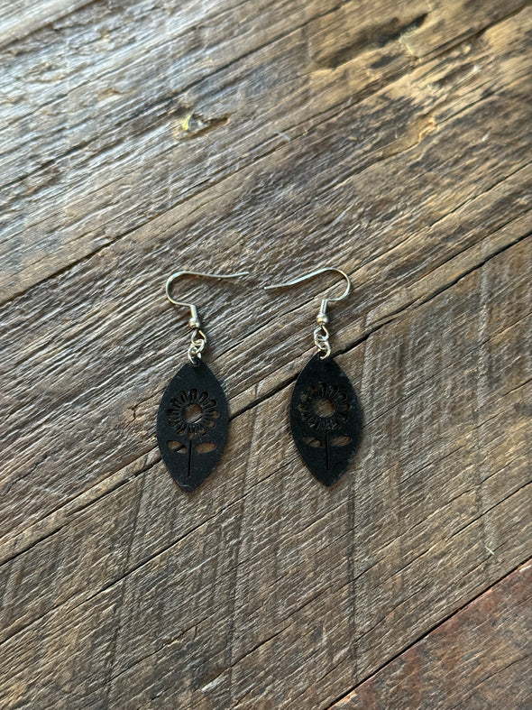 Black Sunflower Drop Earrings