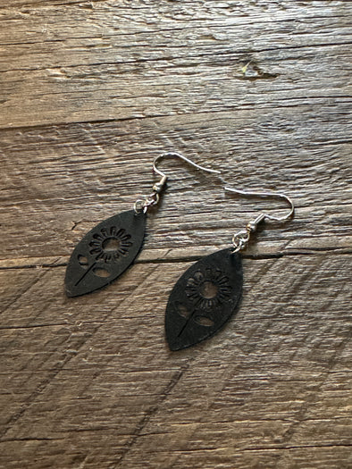 Black Sunflower Drop Earrings