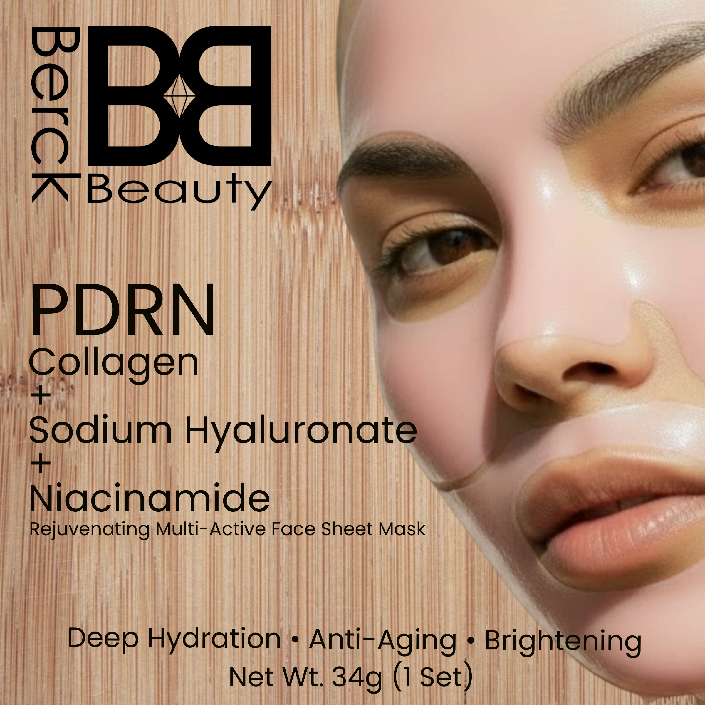 PREORDER BB PDRN Hydrogel Rejuvenating Milti-Active Face Sheet Mask with Collagen, Sodium Hyaluronate & Niacinamide