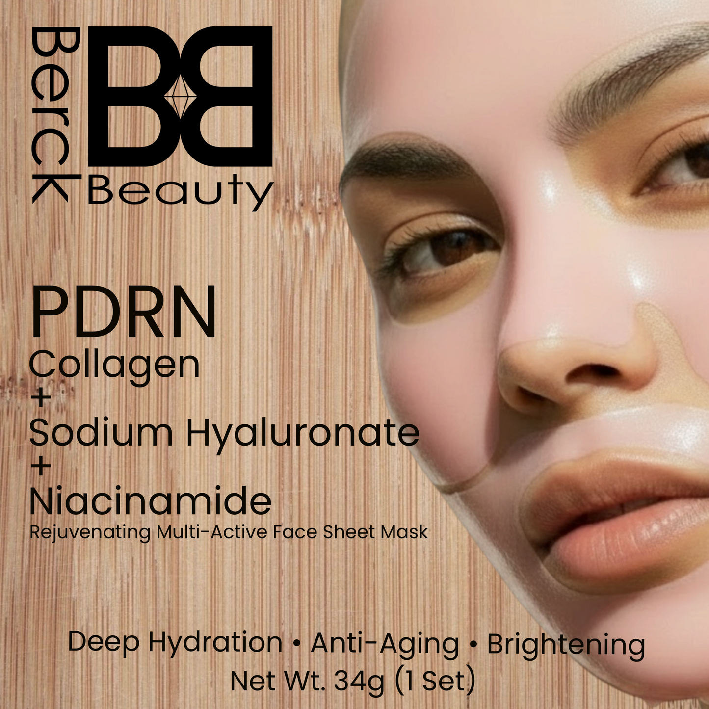 PREORDER BB PDRN Hydrogel Rejuvenating Milti-Active Face Sheet Mask with Collagen, Sodium Hyaluronate & Niacinamide