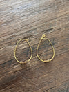 Hoop Earrings Oval with African Brass Beads 14K Gold Plated Brass