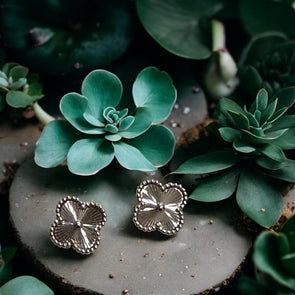 Diamond Cut Clover Stud Earrings