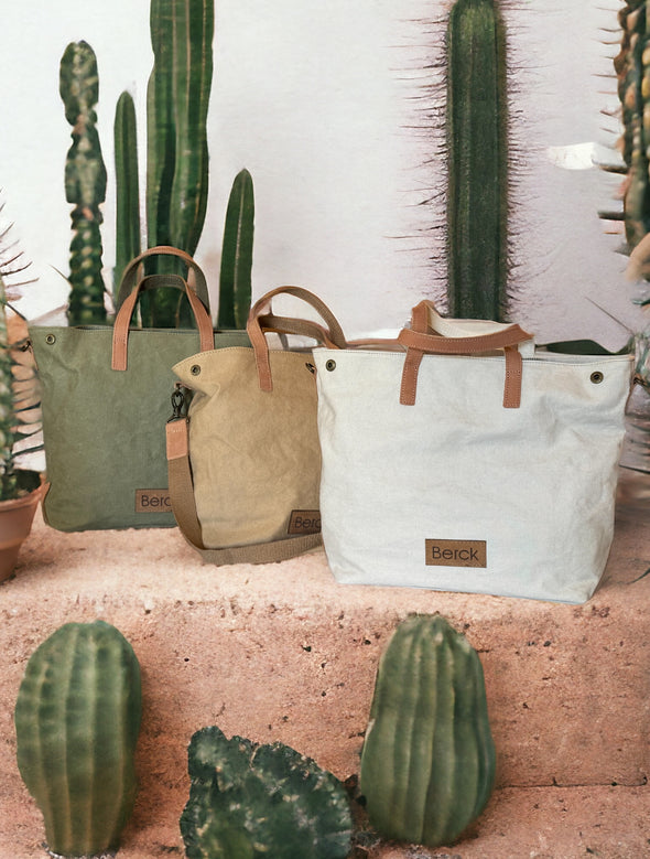 Washed Canvas & Leather Tote Crossbody