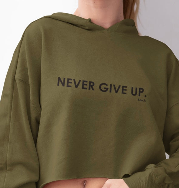 Women’s Never Give Up Graphic Crop Hoodie Lightweight Fleece