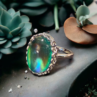 One of a Kind Aurora Triplet Opal Sterling Silver Adjustable Ring