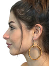 Hoop Earrings 2" Wood/Leather/Sterling Silver