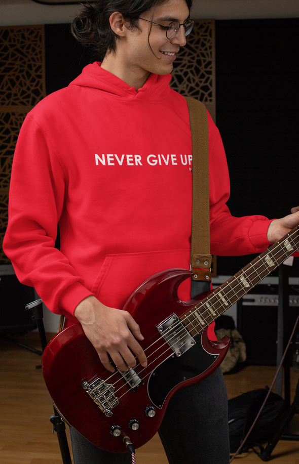 Unisex Pullover Hoodie Mid-Weight Fleece “Never Give Up”