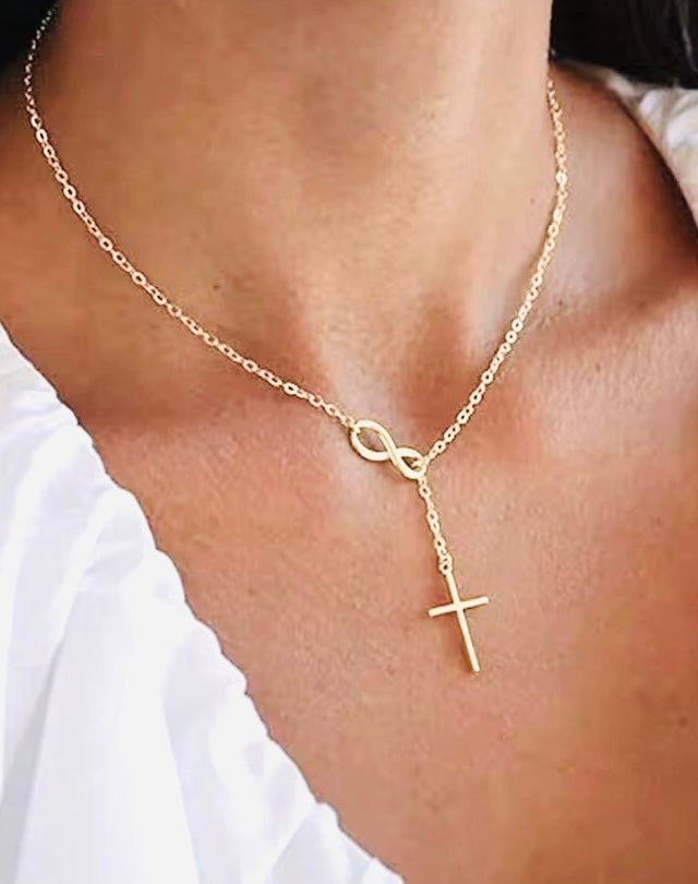 Waterproof Infinity Cross Necklace