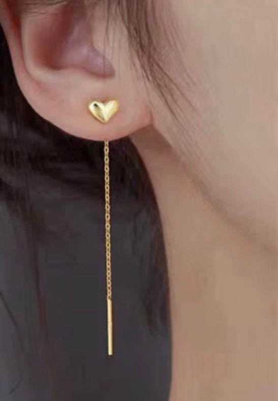 Waterproof Dainty Heart Thread Earrings