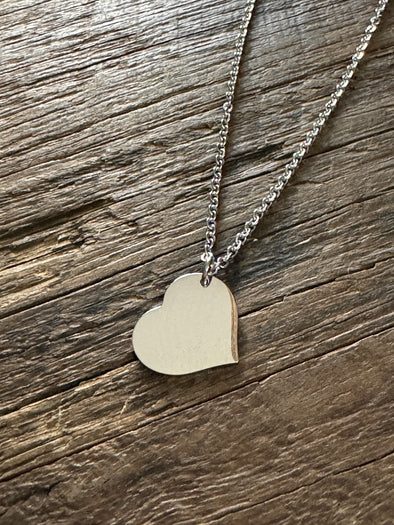 Polished Heart Necklace 18" Cable Chain