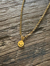 Polished Dainty Happy Face Necklace 18" Cable Chain
