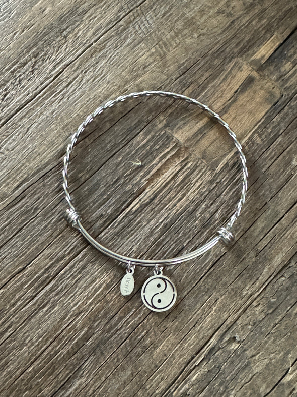 Stainless Steel Woven Adjustable Bangle with Charm (Multiple Options Available)