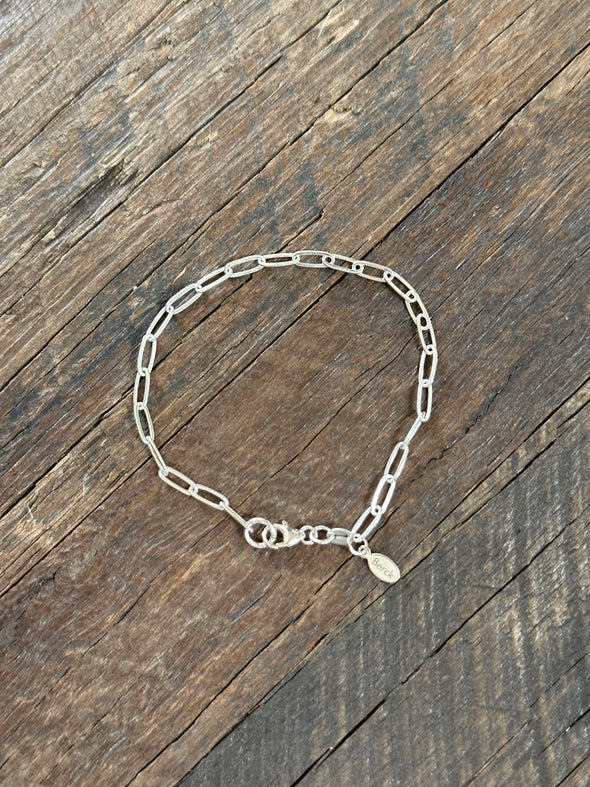 Paperclip Chain Bracelet 7" Sterling Silver