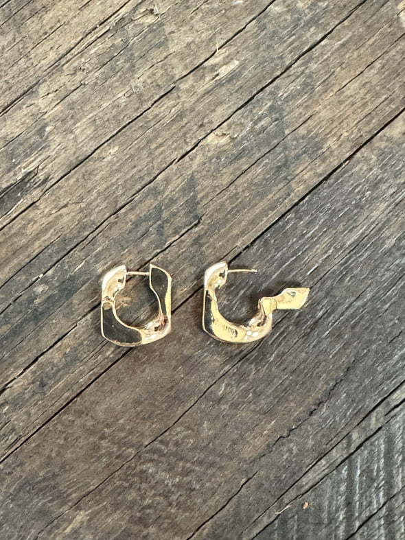 Huggie Chunky Abstract Earrings 20mm Gold Filled 1/20