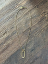 Snake Chain with D Charm Necklace 18" 14k Brass