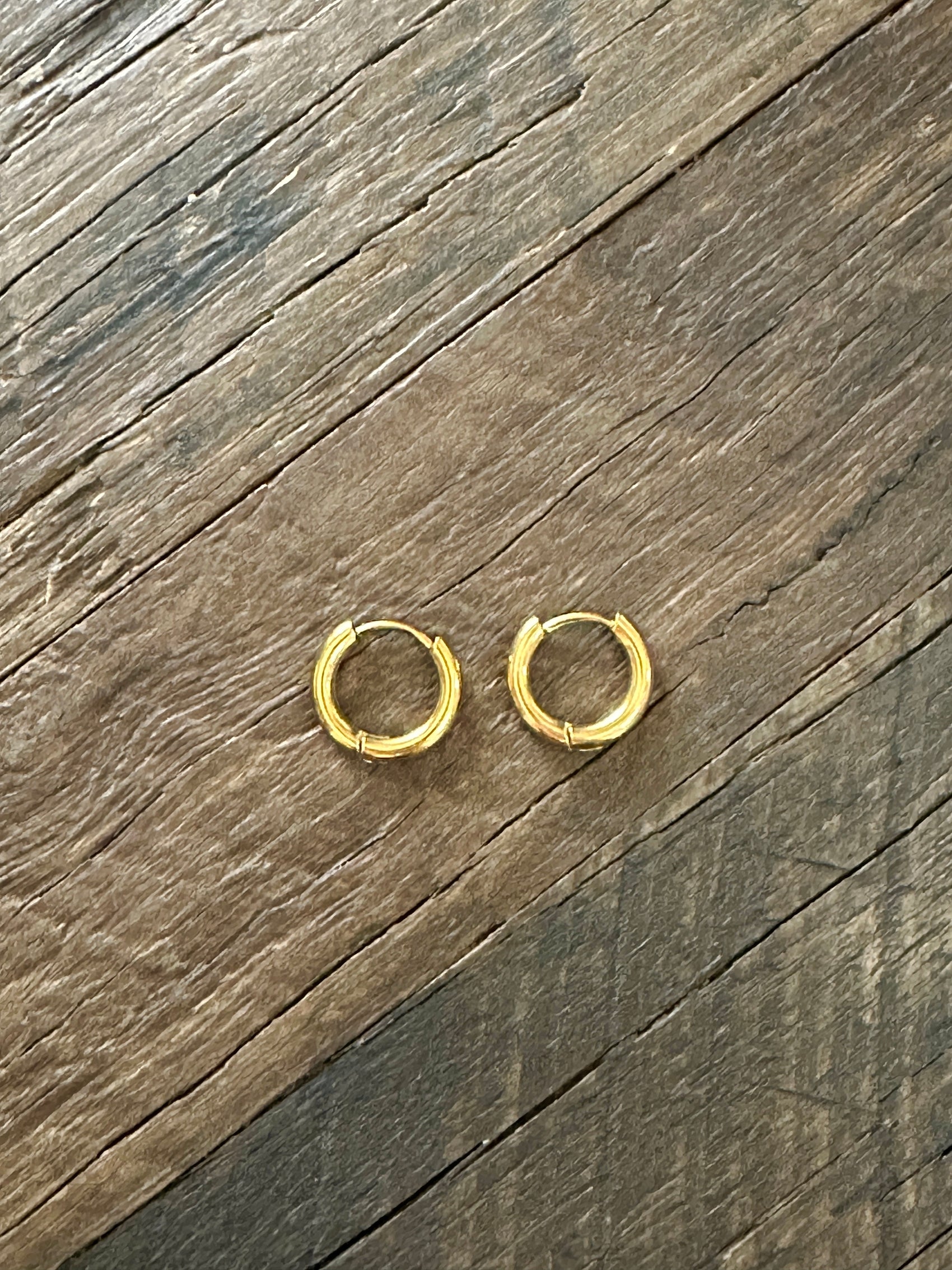 Huggie Hoop Earrings 17mm 14K Gold Plated or Stainless Steel