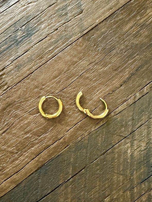 Huggie Hoop Earrings 17mm 14K Gold Plated or Stainless Steel