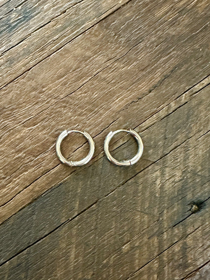 Huggie Hoop Earrings 17mm 14K Gold Plated or Stainless Steel