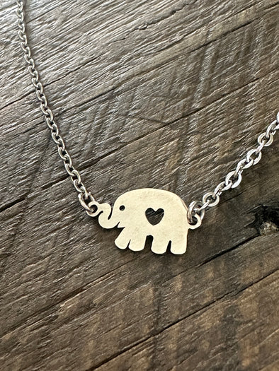Elephant Necklace 18" 14k Gold Plated or Stainless Steel