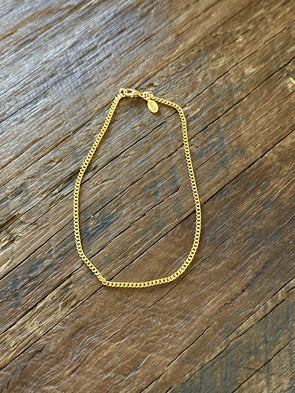 Mini Curb Chain Anklet 9.5" 14k Gold Plated Brass