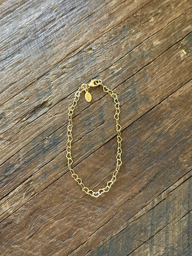 Heart Chain Bracelet 7" 14k PVD Gold Plated
