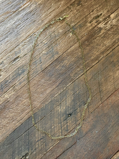Paperclip Chain Necklace 18" Antique Brass