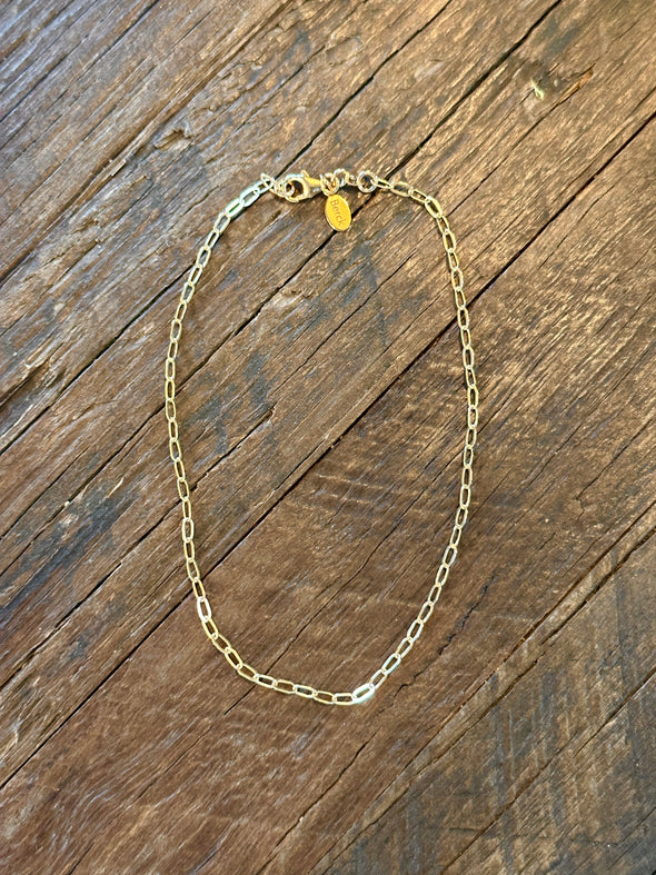 Paperclip Small Chain Anklet 9.5" 14k 1/20 Gold Filled