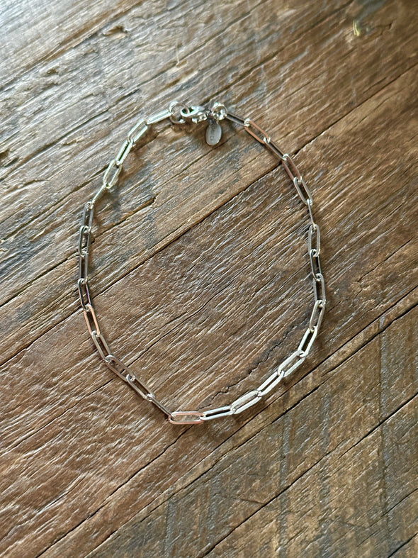 Paperclip Chain Anklet 9" Stainless Steel