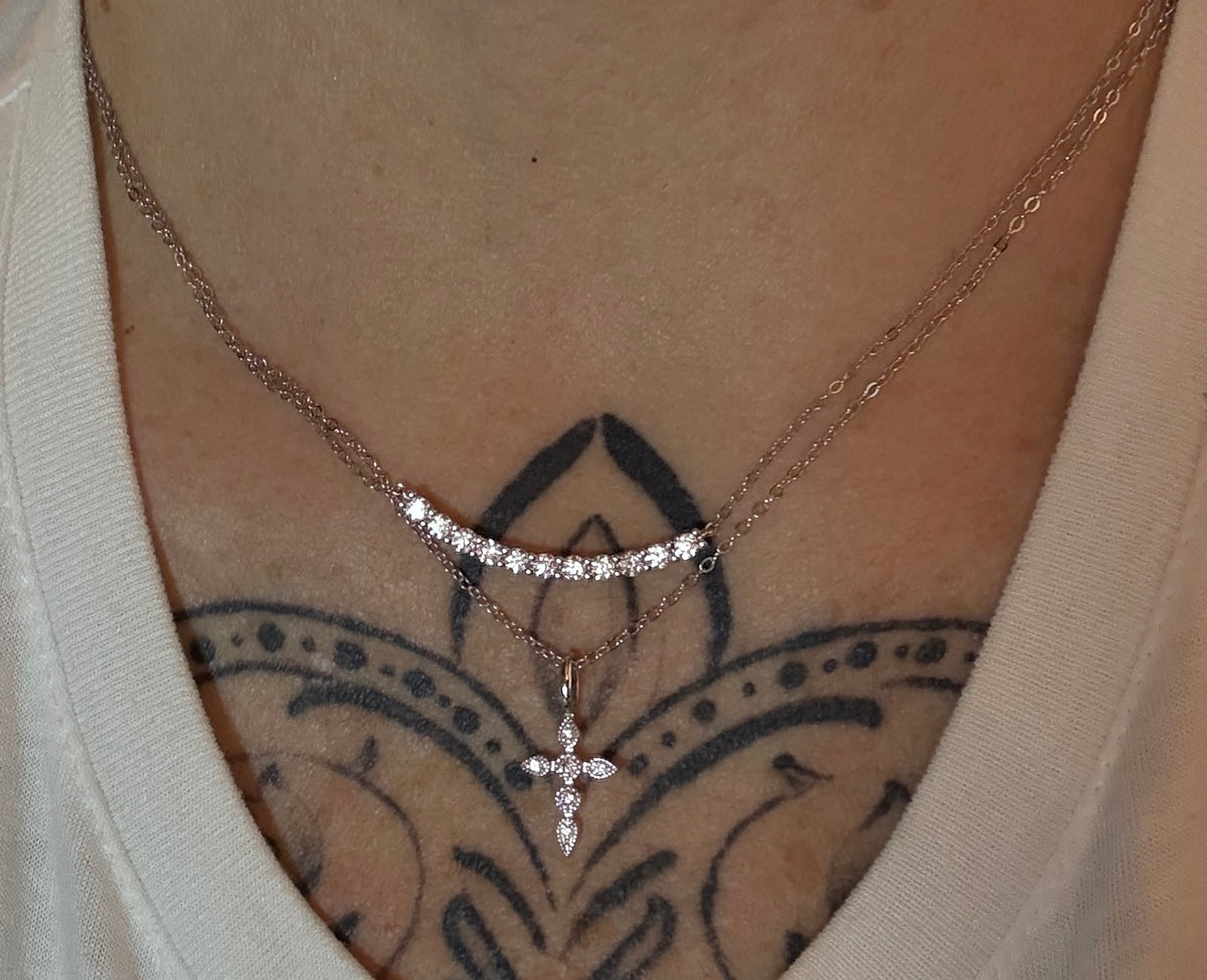 Moissanite Diamond Bar Necklace Sterling Silver