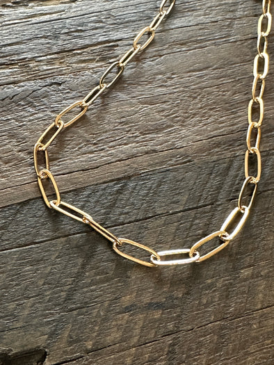 Paperclip Medium Chain Necklace 18" 14k Gold PVD Plated