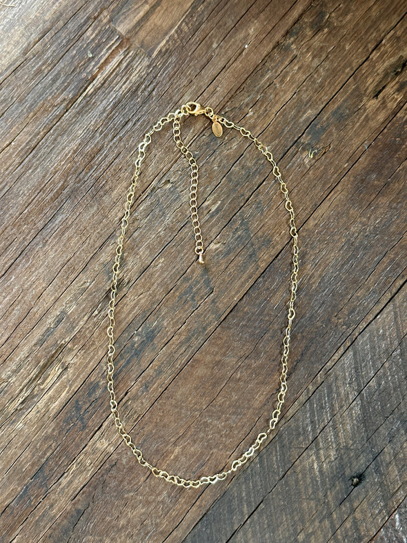 Heart Chain Necklace 16" - 18" 14k PVD Gold Plated