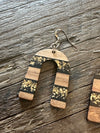 Wooden & Gold Foil Drop Earrings - Arched