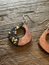 Wooden & Gold Foil Drop Earrings - Teardrop Open