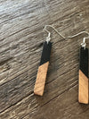 Wooden Drop Earrings - Elongated Bar