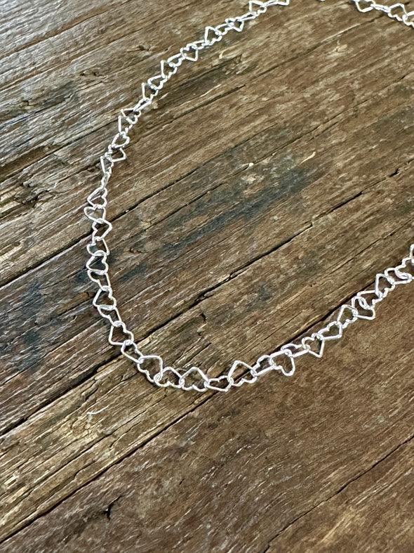Heart Chain Anklet 9.5" Sterling Silver 925
