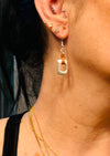 One-of-a-Kind Zamak Abstract Square & Leather Drop Earrings