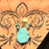 One-of-a-Kind Howlite Turquoise Natural Shape with Sand Dollar 14k Gold Filled Double Necklace