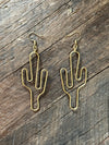 Raw Brass Wire Cactus Drop Earrings