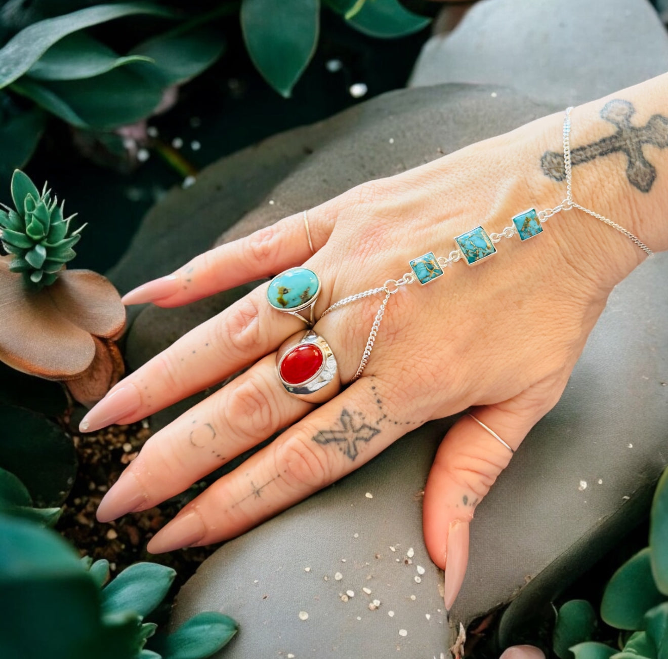 One-Of-A-Kind Kingman Blue Turquoise Sterling Silver Adjustable Ring