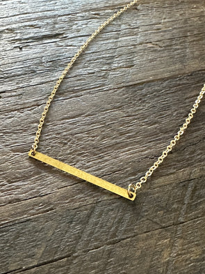 Raw Brass Minimalist Bar Necklace 17"