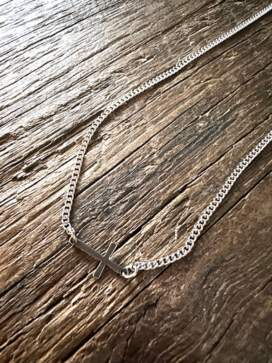 Cross - Cuban Curb Chain Necklace 17" Stainless Steel